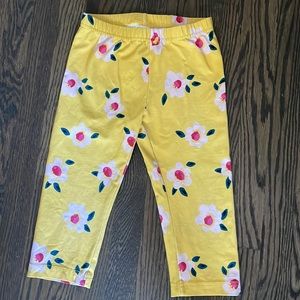 Hanna Andersson yellow floral capri leggings size 6-7